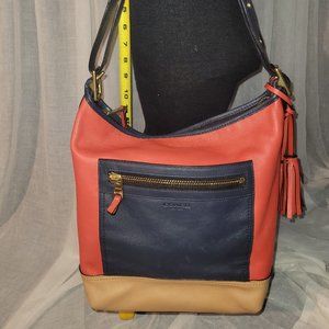 Coach Color Block Shoulder Bag Pre-Loved - Red Navy Tan